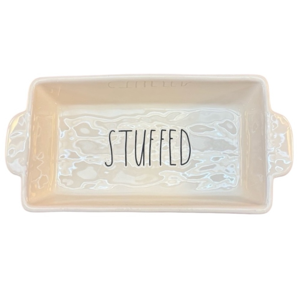 Rae Dunn “STUFFED” Ceramic Baking Dish Casserole Pan w/ Handles Cream